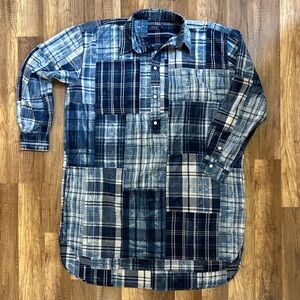 POLO Ralph Lauren Madras Plaid Shirt Dress - Blues & White - WITH POCKETS! - XL